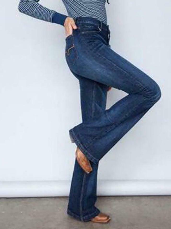 Vintage Embroidered Flared Jeans - Y2K Aesthetic Mid-Waist Denim for Women