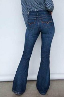 Vintage Embroidered Flared Jeans - Y2K Aesthetic Mid-Waist Denim for Women
