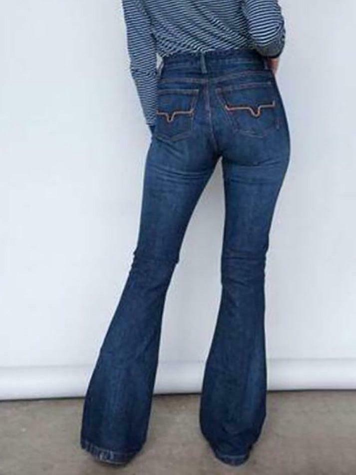 Vintage Embroidered Flared Jeans - Y2K Aesthetic Mid-Waist Denim for Women