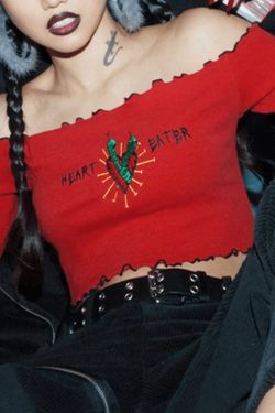 Vintage Embroidery Fungus Off Shoulder Long Sleeve Top