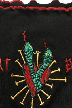 Vintage Embroidery Fungus Off Shoulder Long Sleeve Top