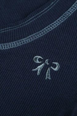 Vintage Embroidery Long Sleeve Tee - Y2K Aesthetic with Coquette & Grunge Vibes