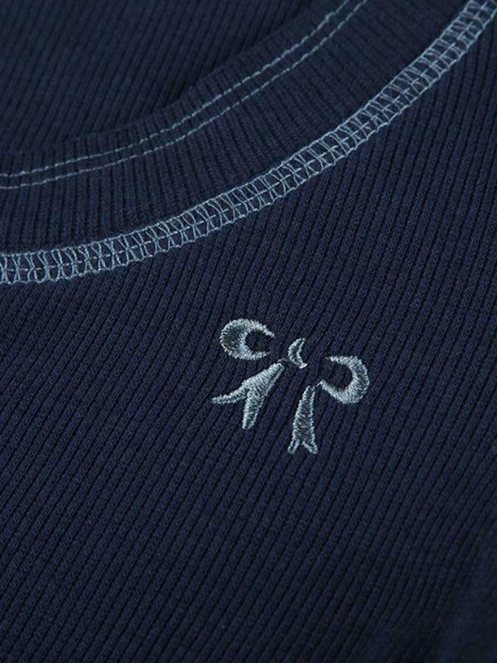 Vintage Embroidery Long Sleeve Tee - Y2K Aesthetic with Coquette & Grunge Vibes Vintage Embroidery Long Sleeve Tee - Y2K Aesthetic with Coquette & Grunge Vibes