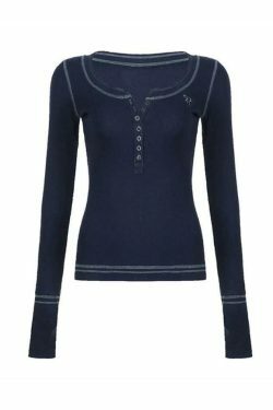 Vintage Embroidery Long Sleeve Tee - Y2K Aesthetic with Coquette & Grunge Vibes