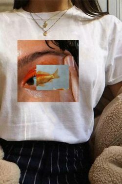 Vintage Eye Fish Graphic Tee - Y2K Aesthetic Shirt for Women - Coquette Style Fashion Top