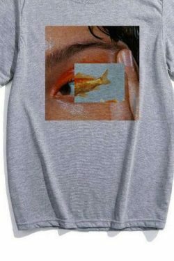 Vintage Eye Fish Graphic Tee - Y2K Aesthetic Shirt for Women - Coquette Style Fashion Top