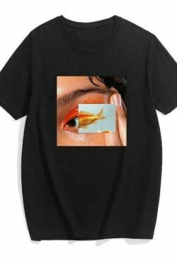 Vintage Eye Fish Graphic Tee - Y2K Aesthetic Shirt for Women - Coquette Style Fashion Top