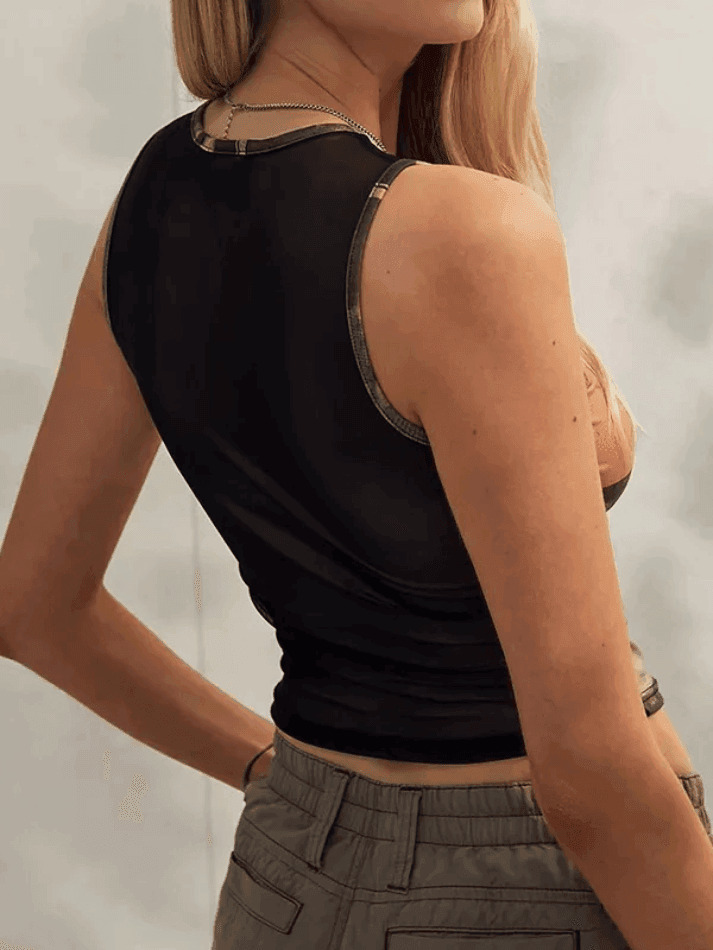 Vintage Face Print Tank Top - Y2K Fashion Aesthetic Sleeveless Shirt for Women