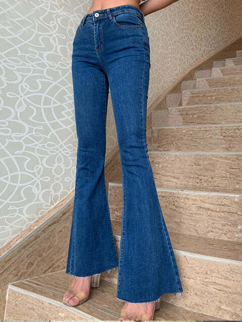 Vintage Flare Denim Jeans - Y2K Fashion Staple with a Retro Vibe