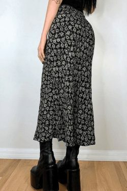 Vintage Floral Allover Midi Skirt - Y2K Fashion with Coquette & Grunge Aesthetics