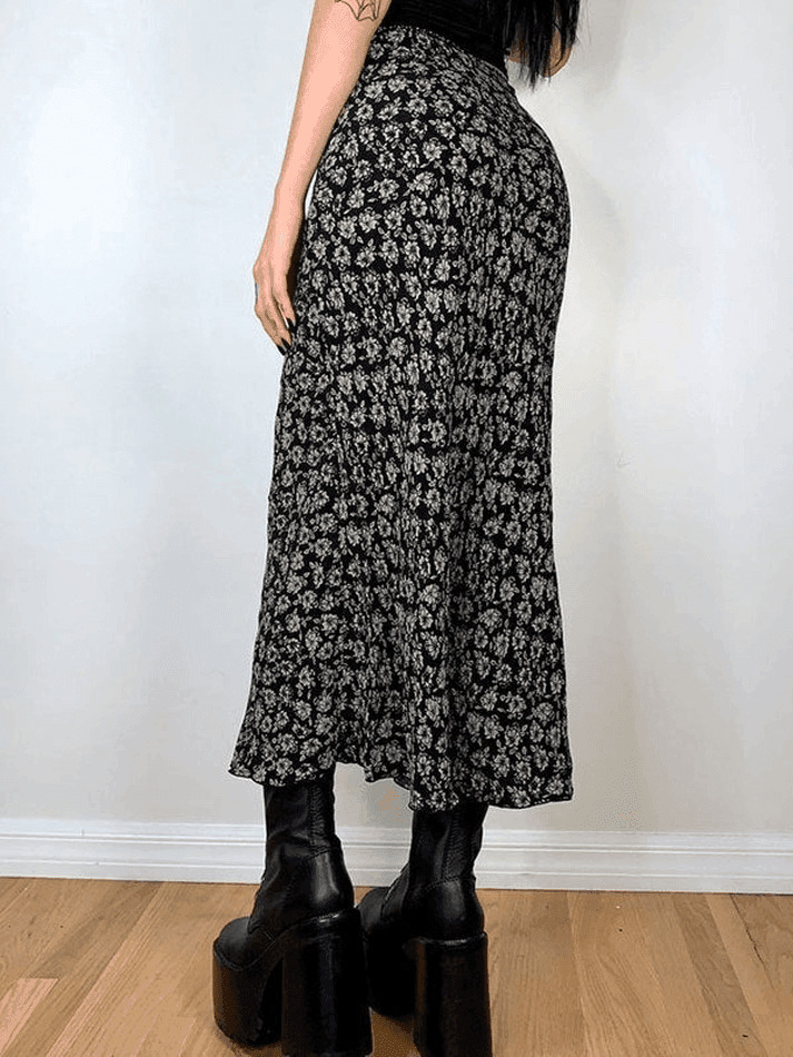 Vintage Floral Allover Midi Skirt - Y2K Fashion with Coquette & Grunge Aesthetics Vintage Floral Allover Midi Skirt - Y2K Fashion with Coquette & Grunge Aesthetics