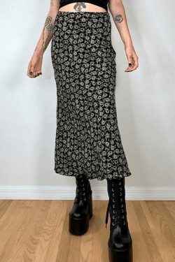 Vintage Floral Allover Midi Skirt - Y2K Fashion with Coquette & Grunge Aesthetics