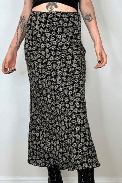 Vintage Floral Allover Midi Skirt - Y2K Fashion with Coquette & Grunge Aesthetics