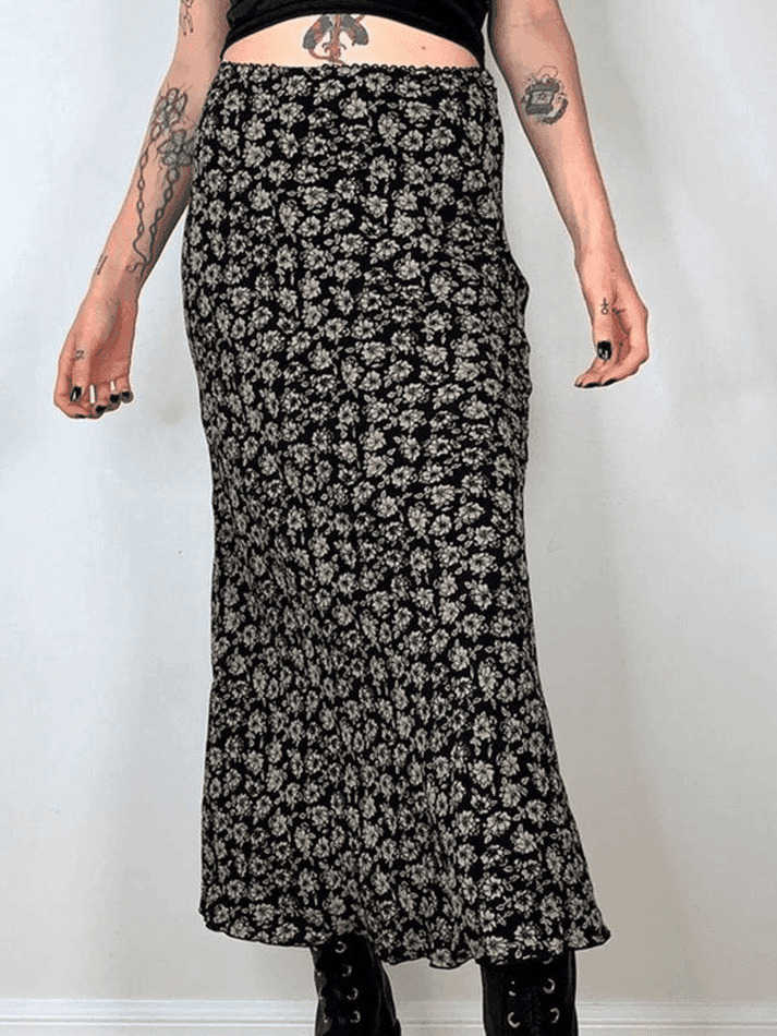Vintage Floral Allover Midi Skirt - Y2K Fashion with Coquette & Grunge Aesthetics Vintage Floral Allover Midi Skirt - Y2K Fashion with Coquette & Grunge Aesthetics