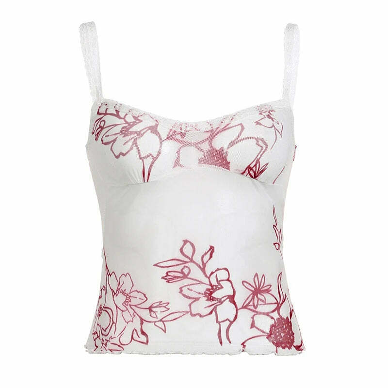 Vintage Floral Cami Top for Y2K Aesthetic: Coquette Style, Grunge Vibes, and Pastel Goth Influence