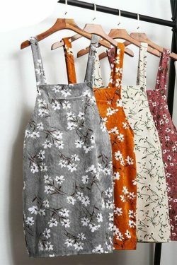 Vintage Floral Dungaree Dress - Y2K Aesthetic Outfit with Coquette Style and Grunge Flair