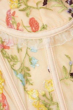 Vintage Floral Embroidered Corset Cami: Y2K Fashion with Coquette Aesthetic