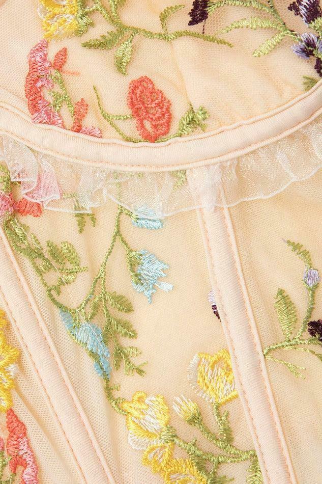 Vintage Floral Embroidered Corset Cami: Y2K Fashion with Coquette Aesthetic