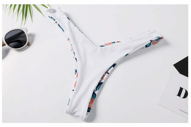 Vintage Floral High Leg Bikini Set - Y2K Fashion Swimwear for Women