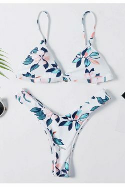 Vintage Floral High Leg Bikini Set - Y2K Fashion Swimwear for Women