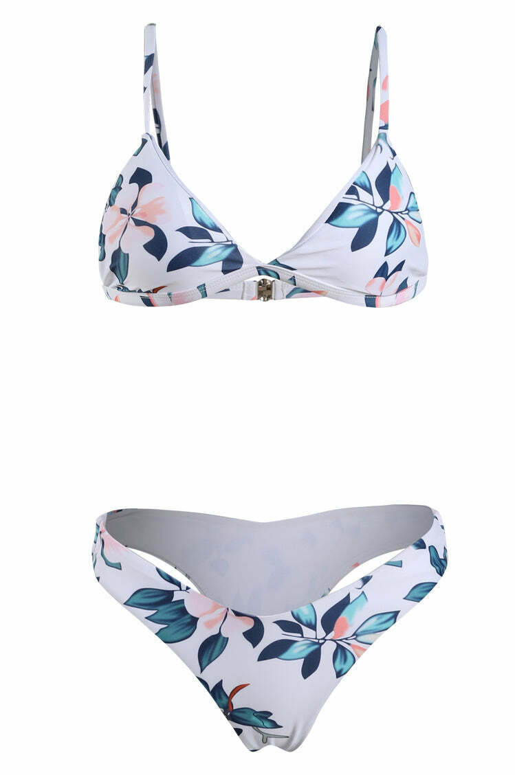 Vintage Floral High Leg Bikini Set - Y2K Fashion Swimwear for Women