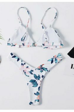 Vintage Floral High Leg Bikini Set - Y2K Fashion Swimwear for Women