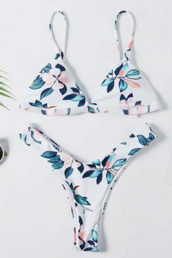 Vintage Floral High Leg Bikini Set - Y2K Fashion Swimwear for Women