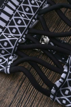 Vintage Floral High Neck Halter Bikini Set - Y2K Fashion Retro Print, Wireless Split Design