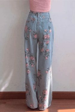 Vintage Floral High Rise Boyfriend Jeans - Y2K Fashion Aesthetic for Women