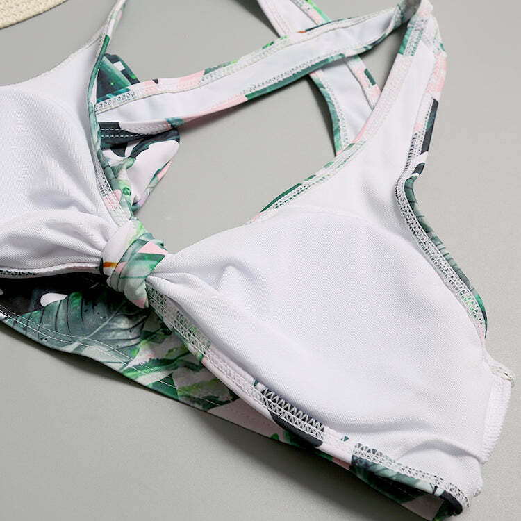 Vintage Floral Knot Bikini - Y2K Fashion Swimwear for Women