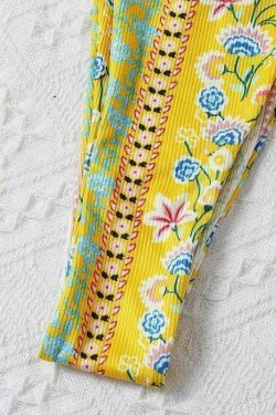 Vintage Floral Lace-Up Bikini Set - Y2K Fashion Swimwear for Women