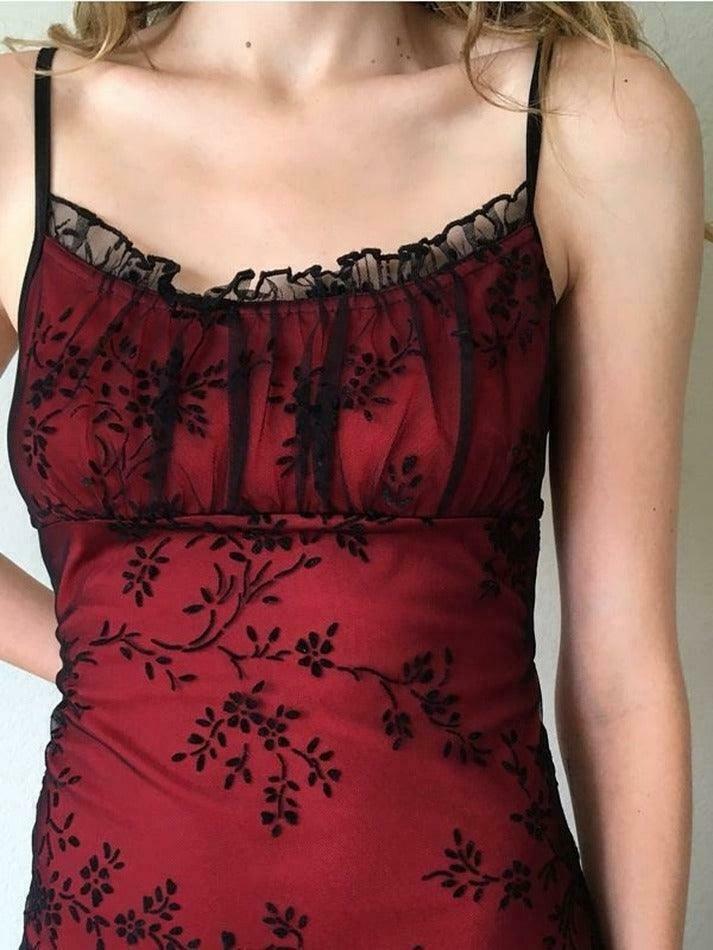 Vintage Floral Mesh Mini Dress - Y2K Aesthetic Fashion for Women - Coquette Style Outfit