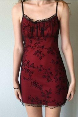 Vintage Floral Mesh Mini Dress - Y2K Aesthetic Fashion for Women - Coquette Style Outfit