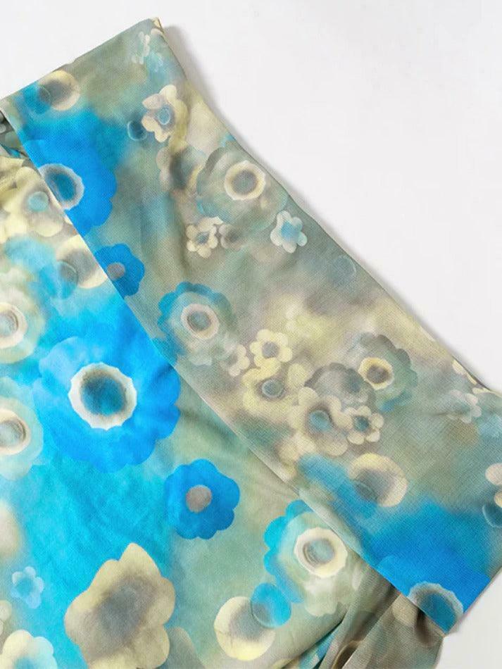 Vintage Floral Mesh Off-Shoulder Top - Y2K Aesthetic Fashion for Women