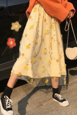 Vintage Floral Mesh Skirt - Y2K Aesthetic Fashion for Women - Coquette Style Grunge Outfit
