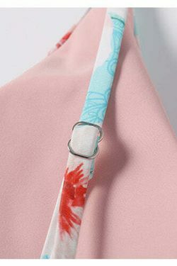 Vintage Floral One-Piece Swimsuit with Plunging Neckline - Y2K Fashion Swimwear