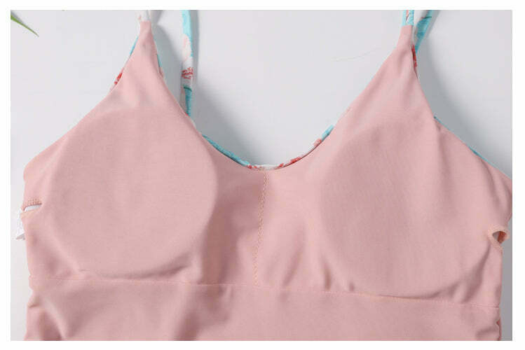 Vintage Floral One-Piece Swimsuit with Plunging Neckline - Y2K Fashion Swimwear