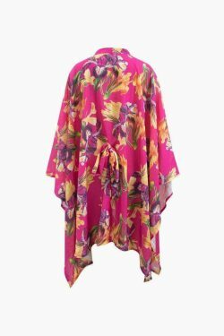 Vintage Floral Print Cover-Up for Women - Y2K Aesthetic Fashion with Coquette Style and Grunge Vibes