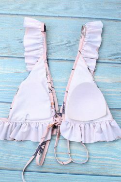 Vintage Floral Print High Leg Bikini - Y2K Fashion Swimwear for Women