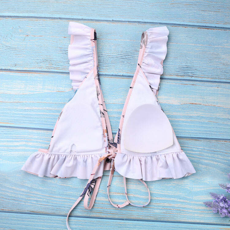 Vintage Floral Print High Leg Bikini - Y2K Fashion Swimwear for Women