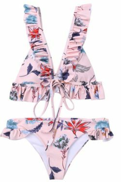 Vintage Floral Print High Leg Bikini - Y2K Fashion Swimwear for Women