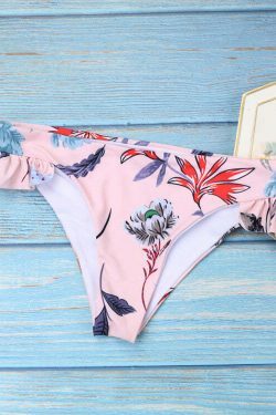 Vintage Floral Print High Leg Bikini - Y2K Fashion Swimwear for Women