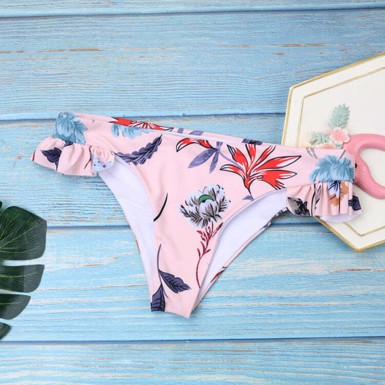 Vintage Floral Print High Leg Bikini - Y2K Fashion Swimwear for Women