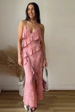 Vintage Floral Ruffles Dress - Y2K Aesthetic with Coquette & Grunge Vibes