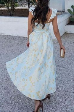 Vintage Floral Suspender Dress - Y2K Fashion Retro Aesthetic Outfit for Women