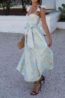 Vintage Floral Suspender Dress - Y2K Fashion Retro Aesthetic Outfit for Women