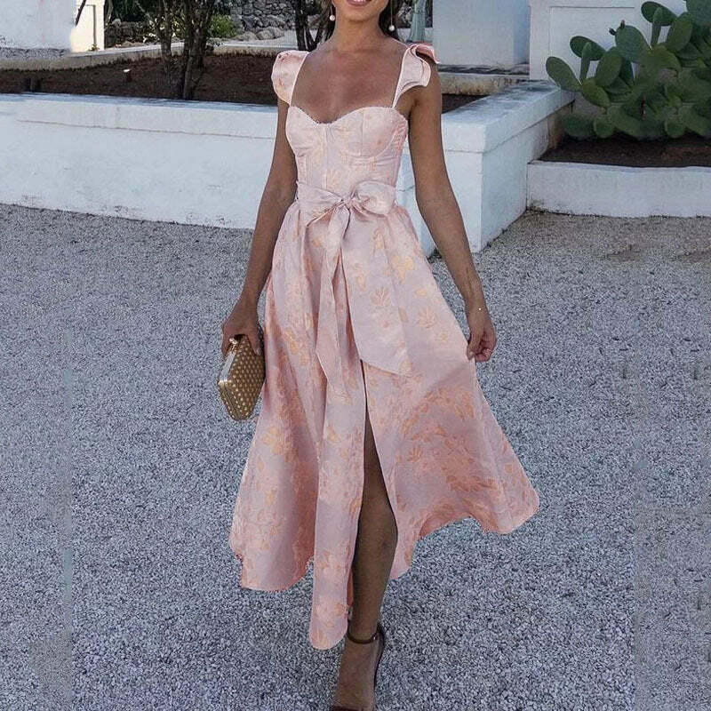 Vintage Floral Suspender Dress - Y2K Fashion Retro Aesthetic Outfit for Women