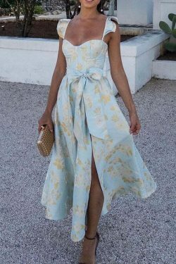 Vintage Floral Suspender Dress - Y2K Fashion Retro Aesthetic Outfit for Women