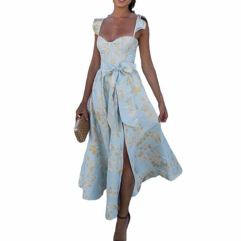 Vintage Floral Suspender Dress - Y2K Fashion Retro Aesthetic Outfit for Women