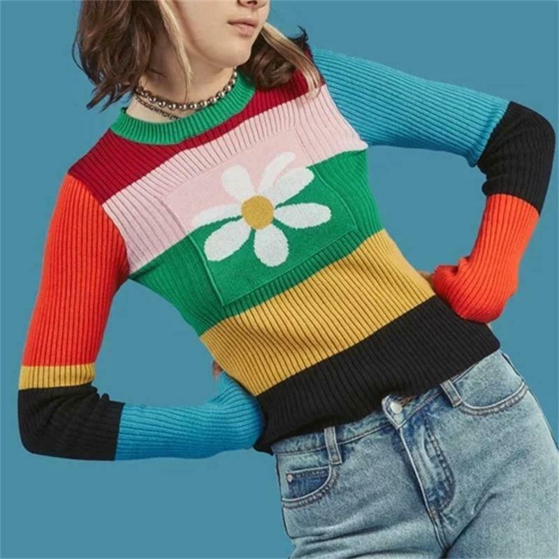 Vintage Flower Knitted Sweater - Y2K Aesthetic Coquette Style - Grunge Fashion Statement Piece